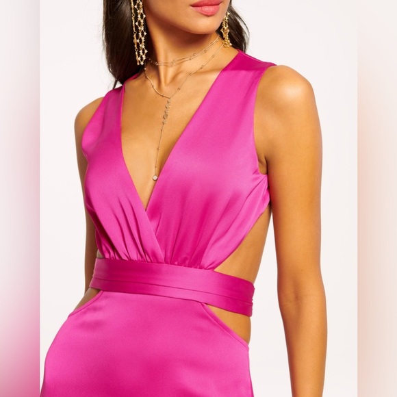 NWT Ramy Brook Milan Open Tie Back Column Gown Hot Pink Sz 12 - Picture 3 of 15